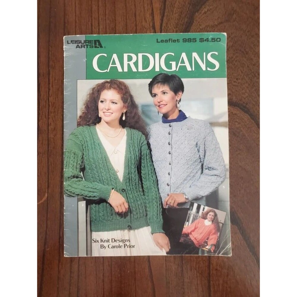 Leisure Arts 985 Cardigans Carole Prior 6 Knit Sweater Patterns Vintage 1990